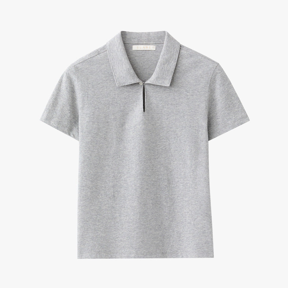 SUARE WOMEN (Women) Button Collar Half Sleeve Melange Gray