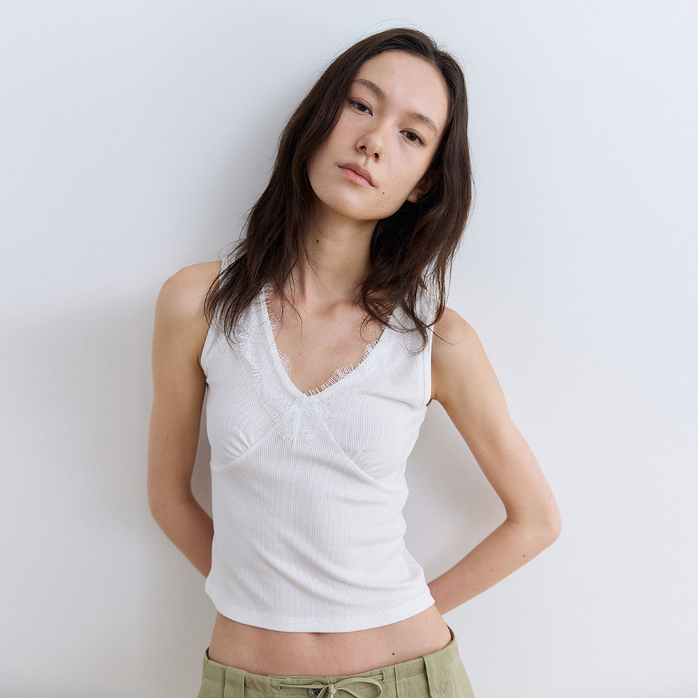 portofcall delphine lace v-neck top_white