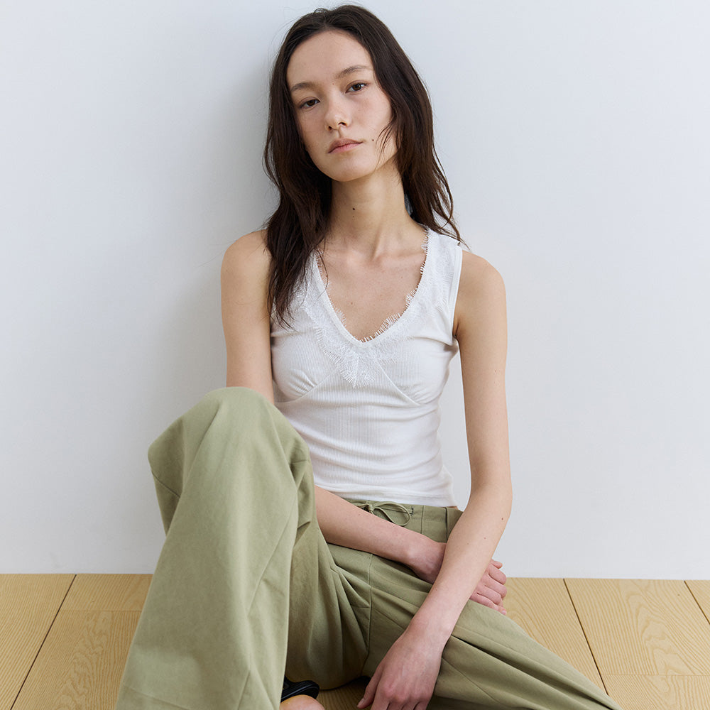 portofcall delphine lace v-neck top_white