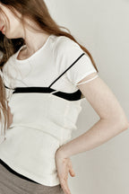 LE17SEPTEMBRE BACK SLIT SLEEVELESS TOP [IVORY]