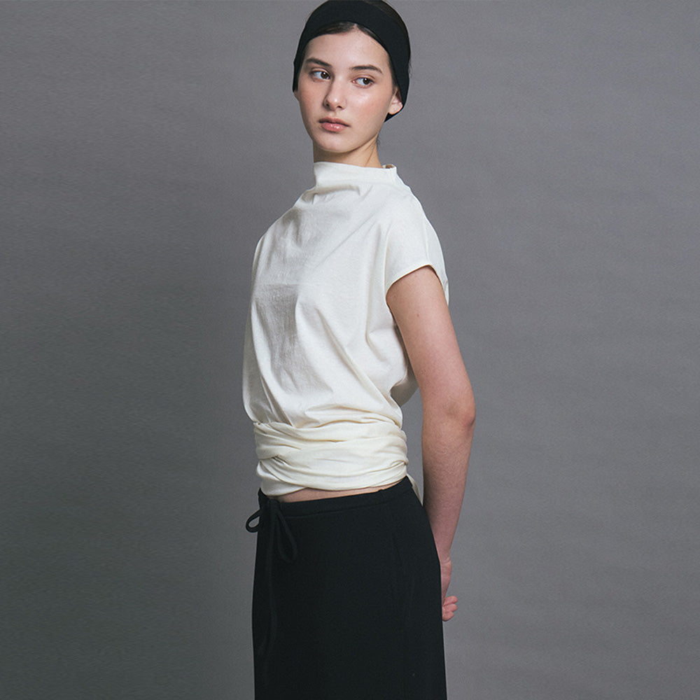 LENUÉE [7th Order] Celine Twist Jersey Blouse (Cream)