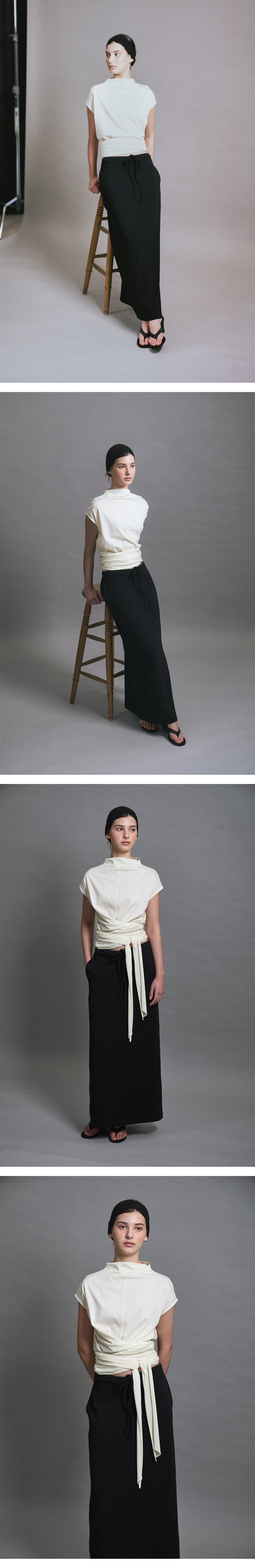 LENUÉE [7th Order] Celine Twist Jersey Blouse (Cream)