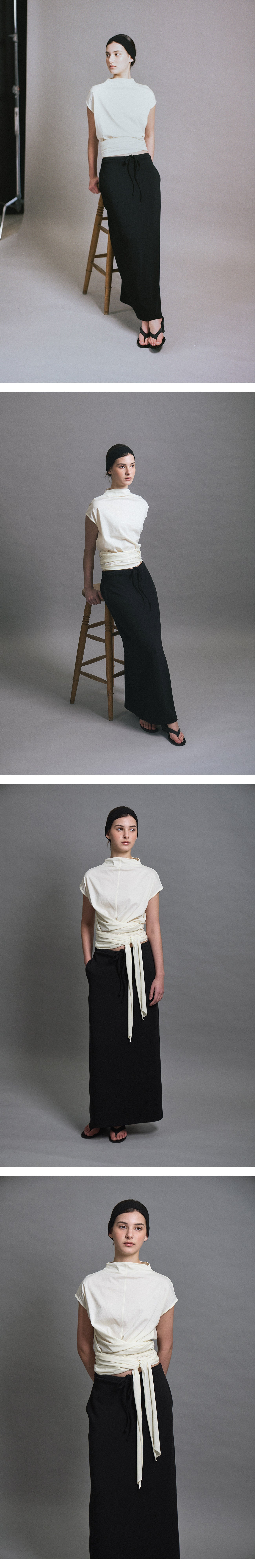 LENUÉE [7th Order] Celine Twist Jersey Blouse (Cream)
