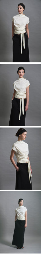 LENUÉE [7th Order] Celine Twist Jersey Blouse (Cream)