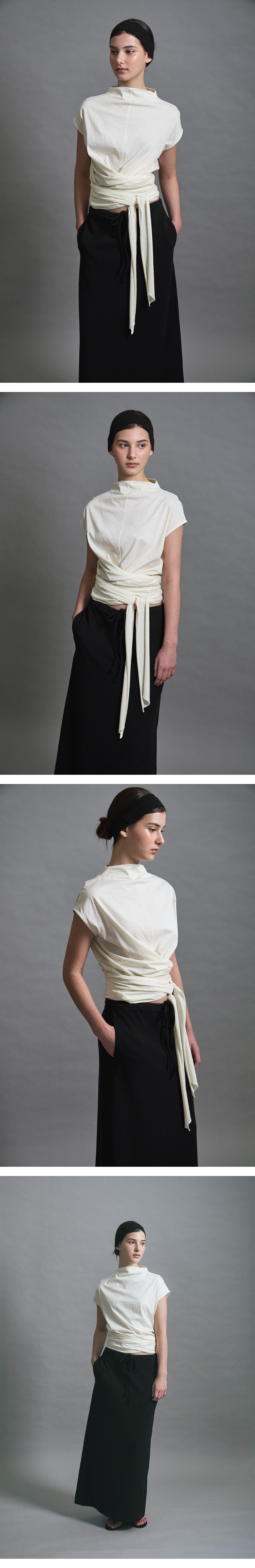 LENUÉE [7th Order] Celine Twist Jersey Blouse (Cream)