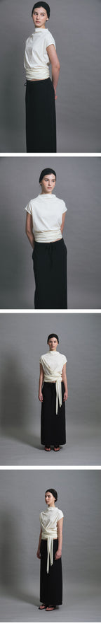 LENUÉE [7th Order] Celine Twist Jersey Blouse (Cream)