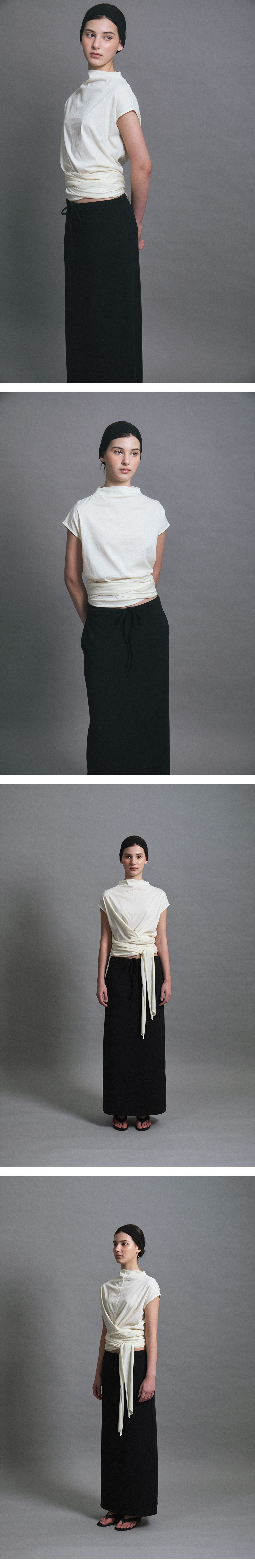 LENUÉE [7th Order] Celine Twist Jersey Blouse (Cream)