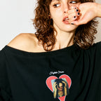 HIGHTIDE FRANKIE No Love Off Shoulder Lace Tee Black