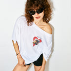 HIGHTIDE FRANKIE No Love Off Shoulder Lace Tee White