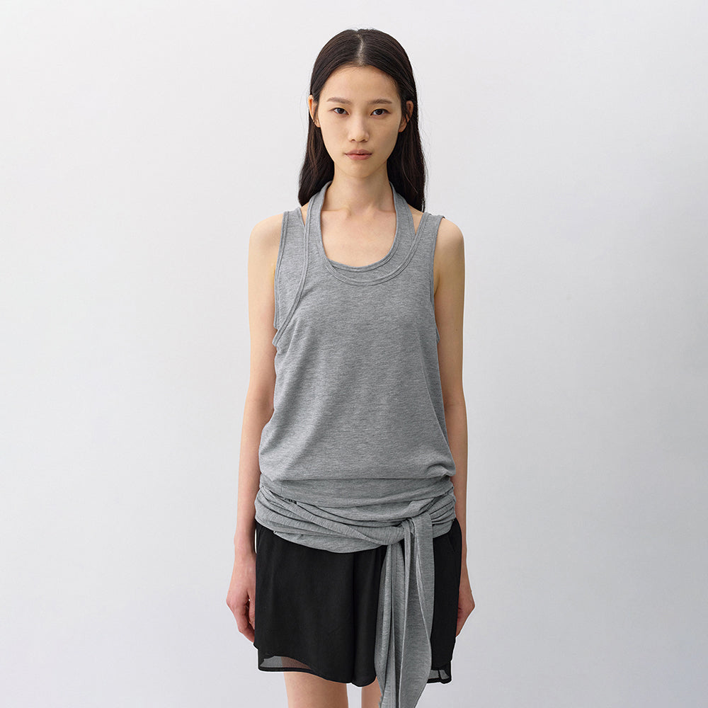 INSILENCE WOMEN Layered strap sleeveless GRAY