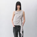 INSILENCE WOMEN [3rd reorder] Pin tuck drape sleeveless ASH GRAY