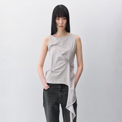 [3rd reorder] Pin tuck drape sleeveless ASH GRAY