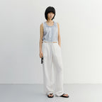 DUNST FRILL SLEEVELESS BLOUSE SOFT BLUE CHECK_UDBL6B226B1