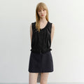 DUNST FRILL SLEEVELESS BLOUSE BLACK_UDBL6B226BK