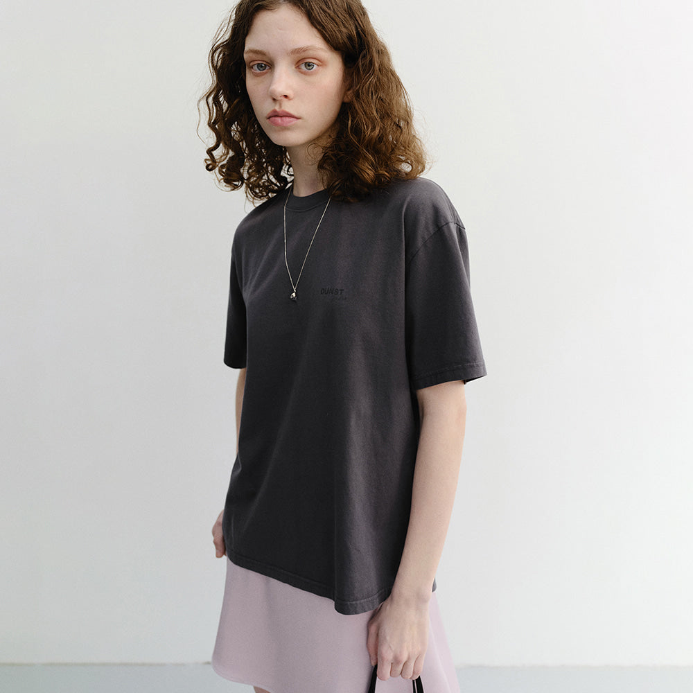 DUNST UNISEX GARMENT DYED T-SHIRT CHARCOAL GREY_UDTS6B146CG
