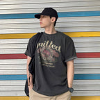 KNITTED (UNISEX) Pigmented palm tree graphic t-shirt CHARCOAL