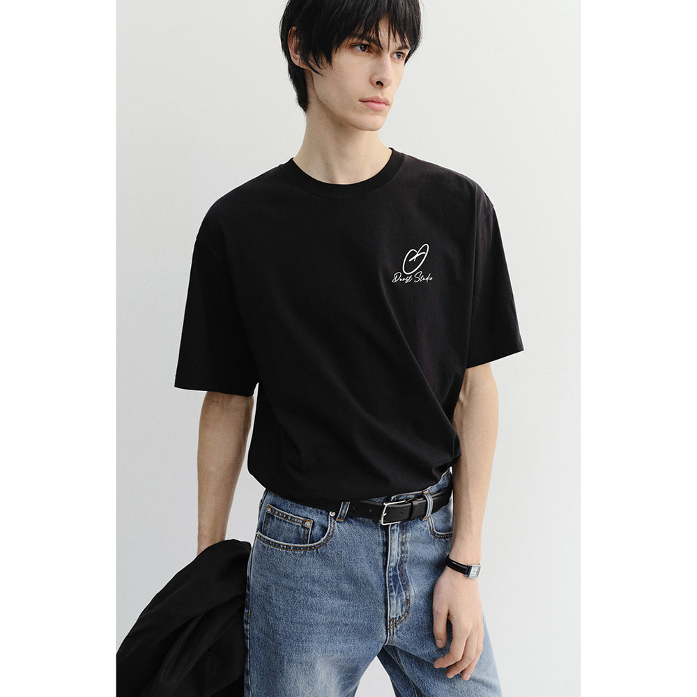 DUNST UNISEX HEART D LOGO T-SHIRT BLACK_UDTS6B140BK