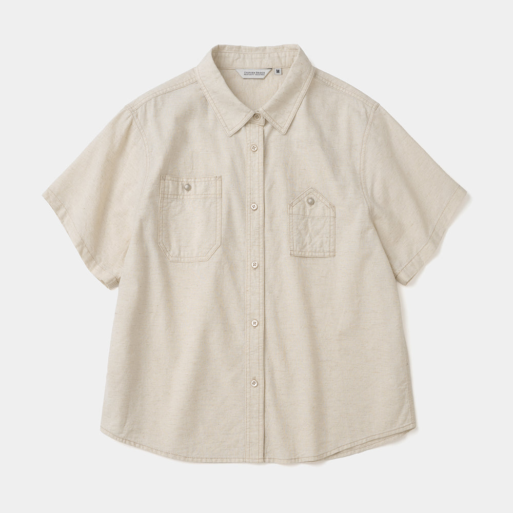Uniform Bridge concho chambray work s/s shirt(womens) ivory
