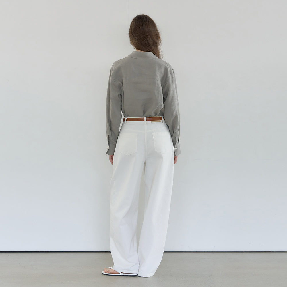 NILBY P Linen classic shirt K/Grey [N6PSBL01]