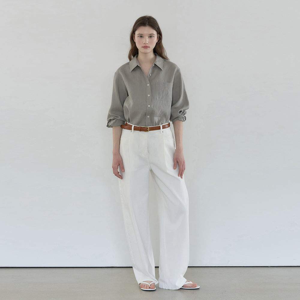 NILBY P Linen classic shirt K/Grey [N6PSBL01]