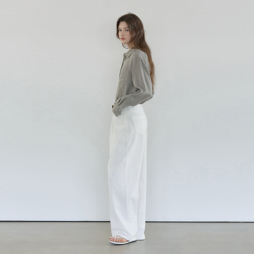 NILBY P Linen classic shirt K/Grey [N6PSBL01]