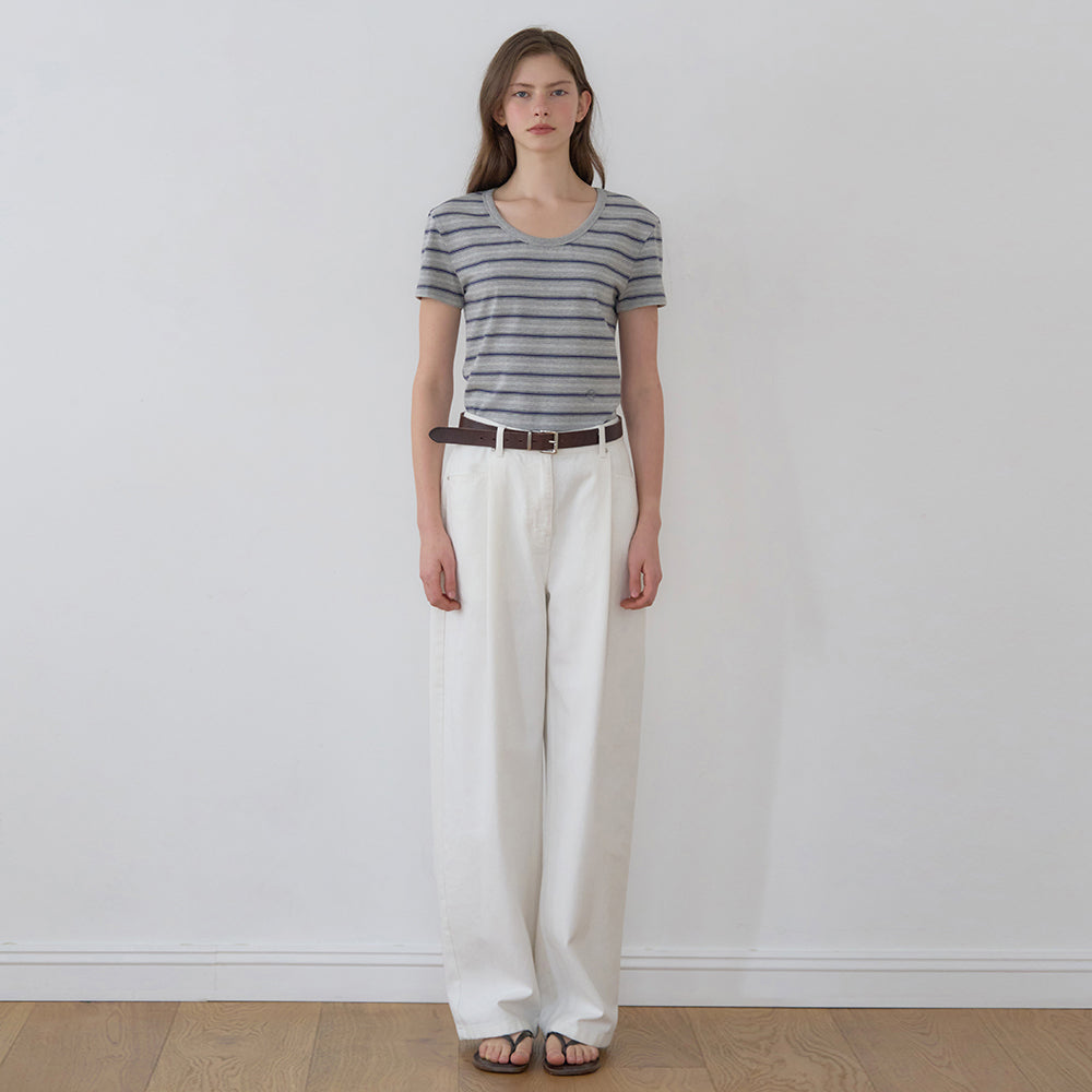 NILBY P Essential U-Neck Slim T-shirt Misty blue [N6PSTS03]