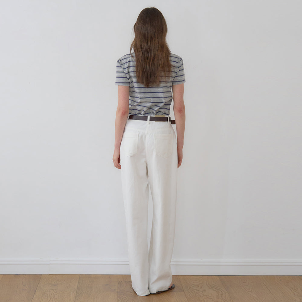 NILBY P Essential U-Neck Slim T-shirt Misty blue [N6PSTS03]