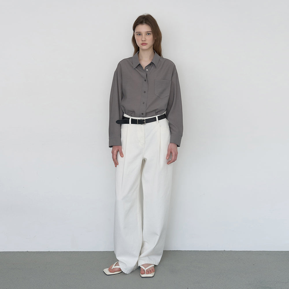 NILBY P Bamboo blend sheer shirt Grey [N6PSBL02]