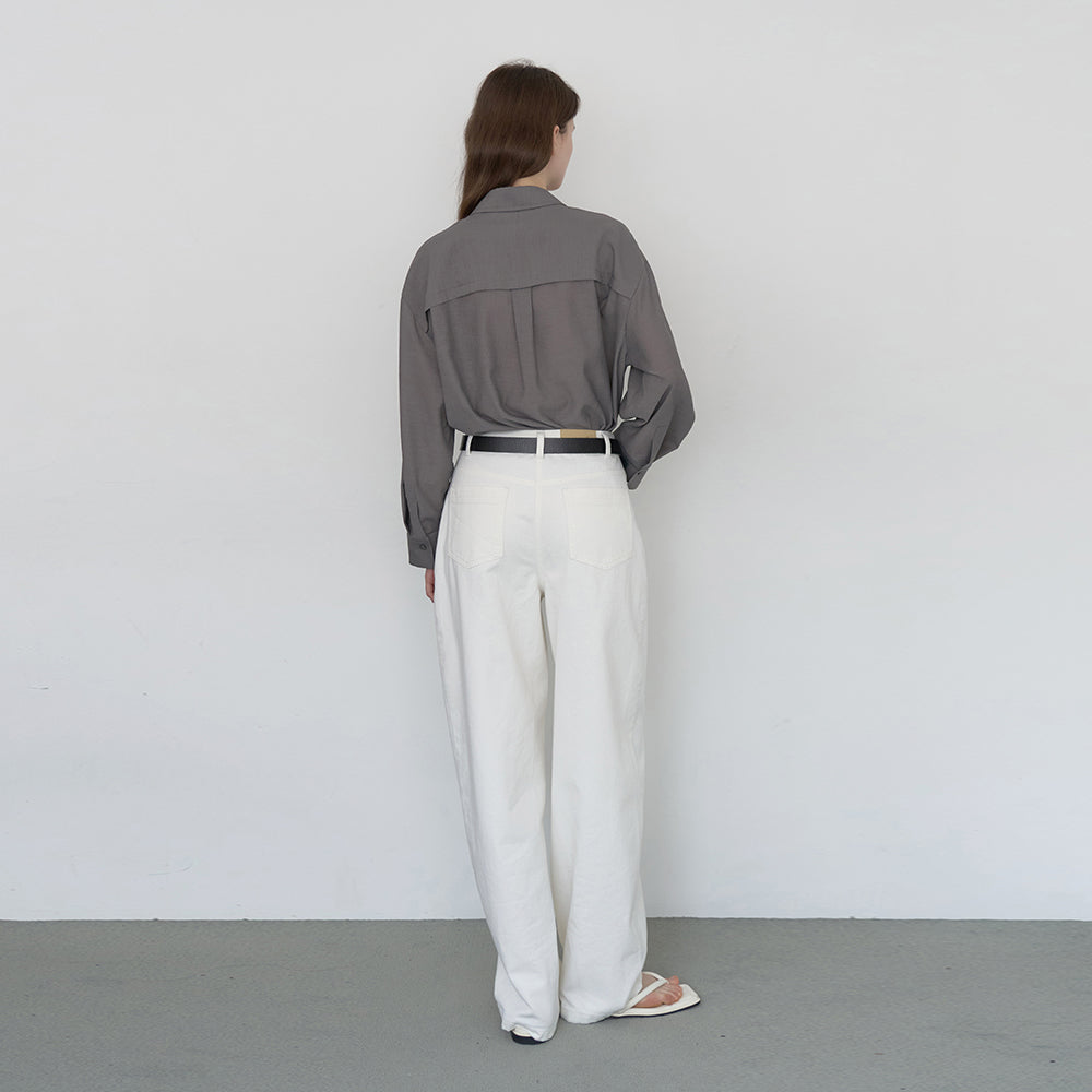 NILBY P Bamboo blend sheer shirt Grey [N6PSBL02]