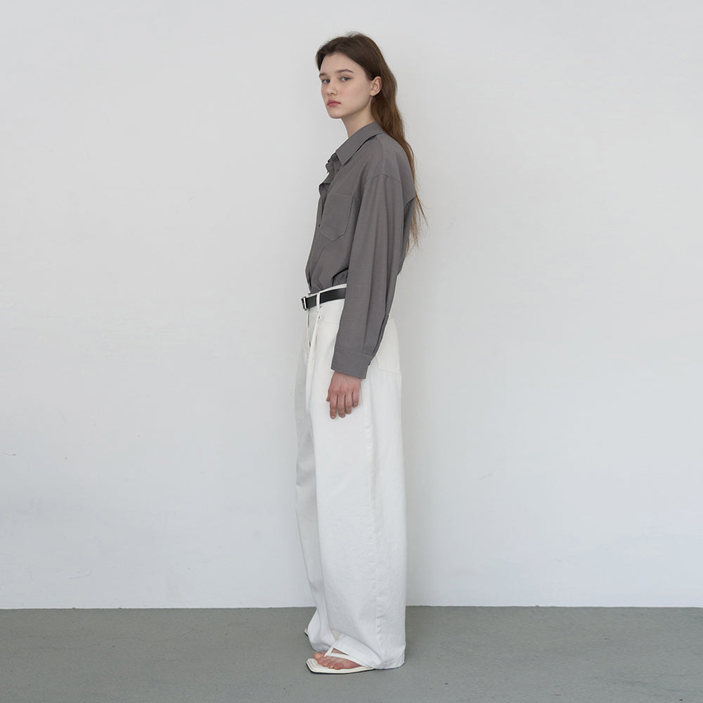 NILBY P Bamboo blend sheer shirt Grey [N6PSBL02]