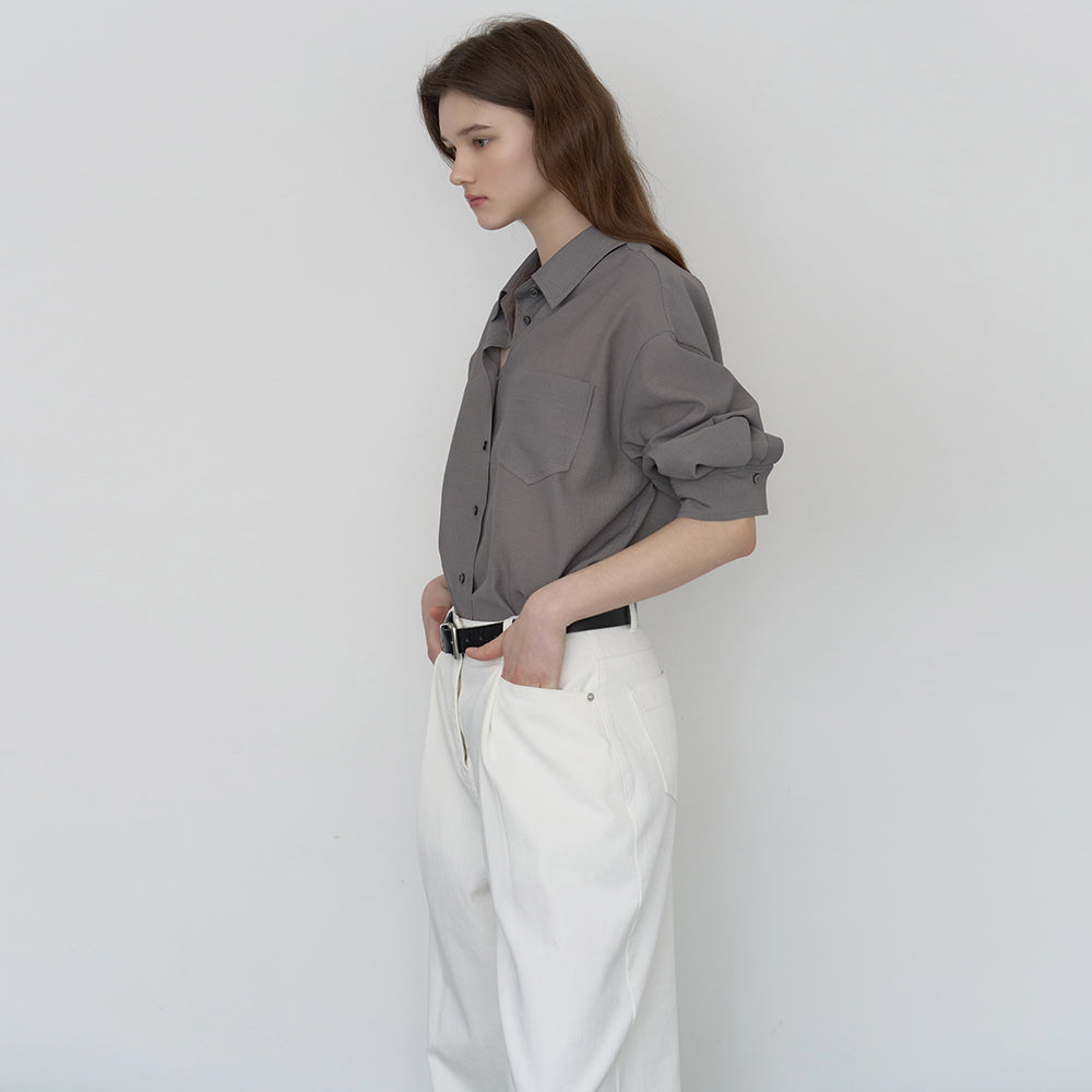 NILBY P Bamboo blend sheer shirt Grey [N6PSBL02]