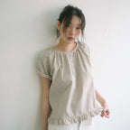 HAVISM CHECK HENLEY NECK BLOUSE(BEIGE)