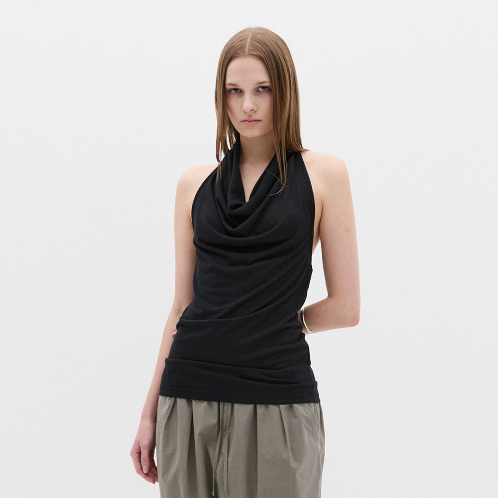 SAVIER Linear Cowl Neck Sleeveless (Black)