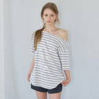 LETTERA Silver Mood Off-Shoulder Box Tee