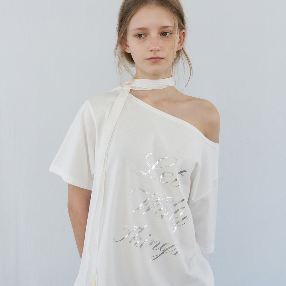 LETTERA Silver Mood Off-Shoulder Box Tee