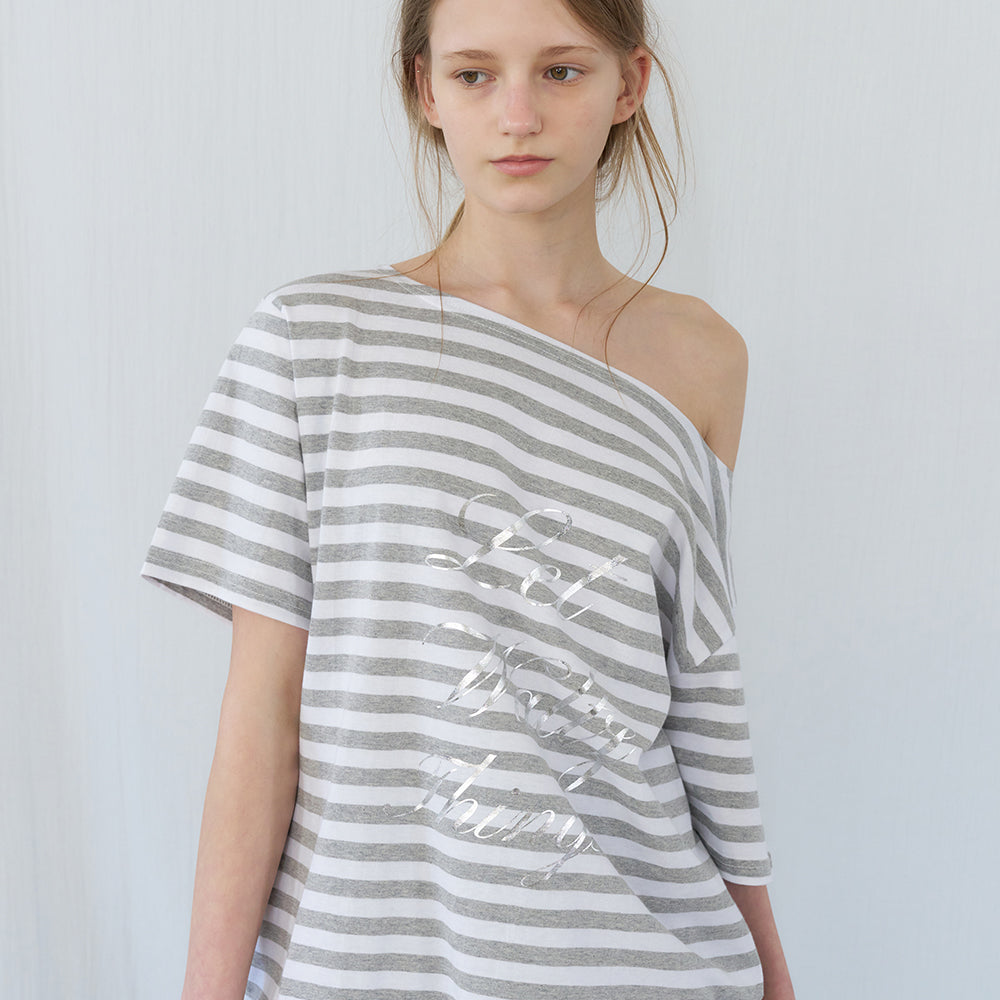 LETTERA Silver Mood Off-Shoulder Box Tee