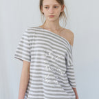 LETTERA Silver Mood Off-Shoulder Box Tee