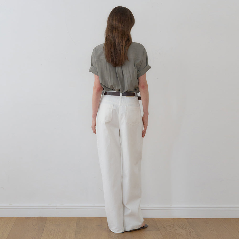 NILBY P Viscose Flow Two-Pocket Shirt S/Khaki [N6PSBL06]