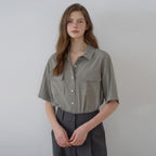 NILBY P Viscose Flow Two-Pocket Shirt S/Khaki [N6PSBL06]