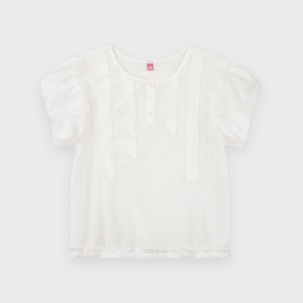 SINOON Babydoll Frill Blouse (White)