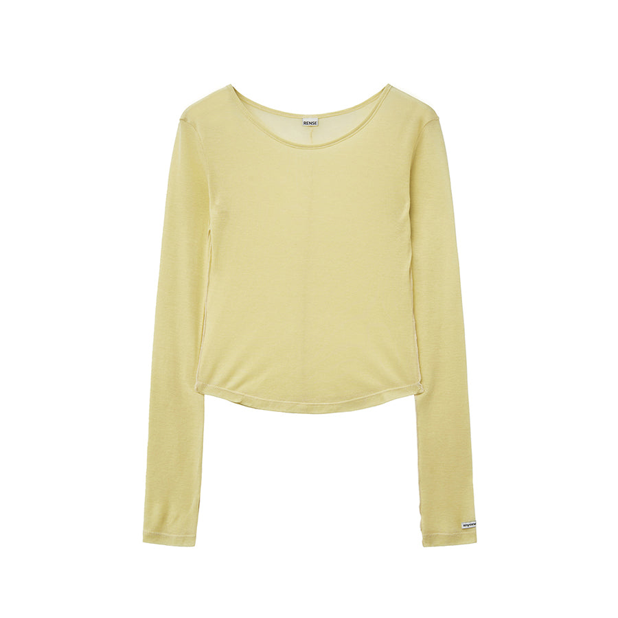 RENSE Sheer Layered Long Sleeve Tee Yellow