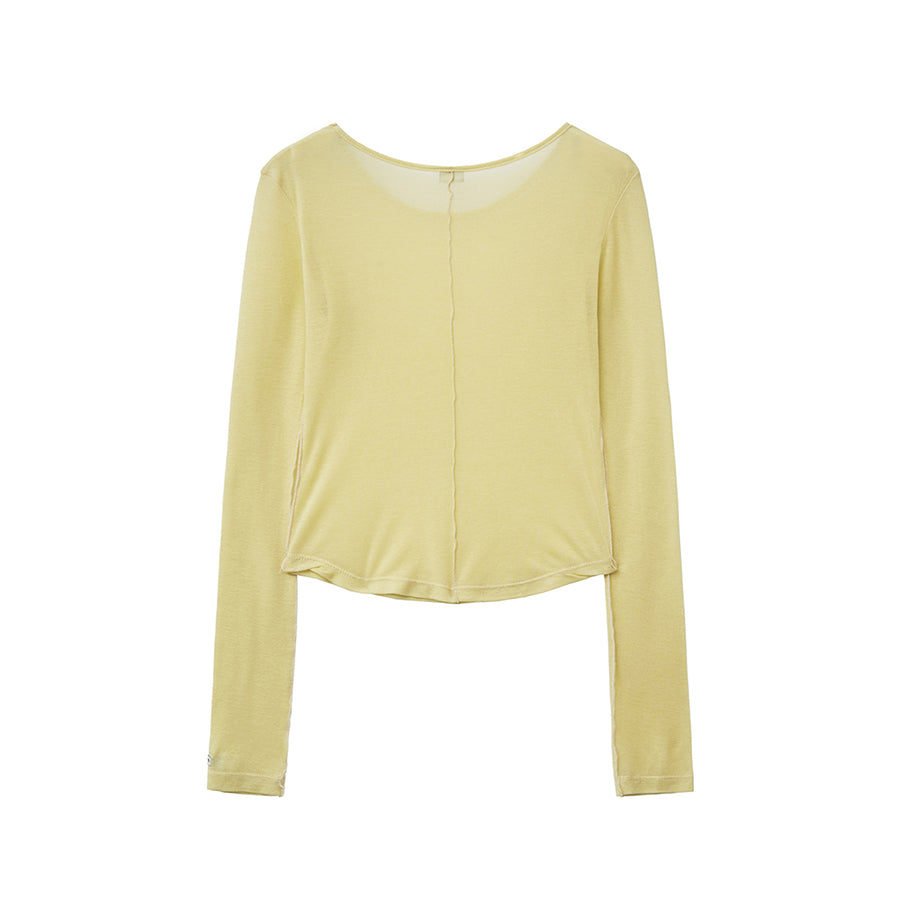 RENSE Sheer Layered Long Sleeve Tee Yellow