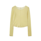 RENSE Sheer Layered Long Sleeve Tee Yellow