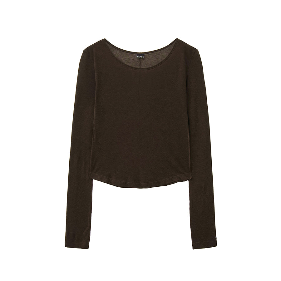 RENSE Sheer Layered Long Sleeve Tee Brown
