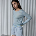 RENSE Sheer Layered Long Sleeve Tee Blue