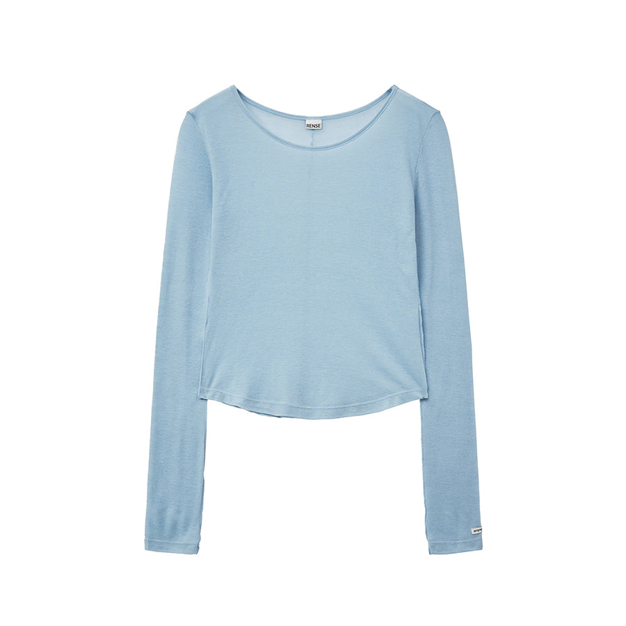 RENSE Sheer Layered Long Sleeve Tee Blue