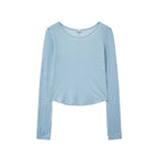 RENSE Sheer Layered Long Sleeve Tee Blue