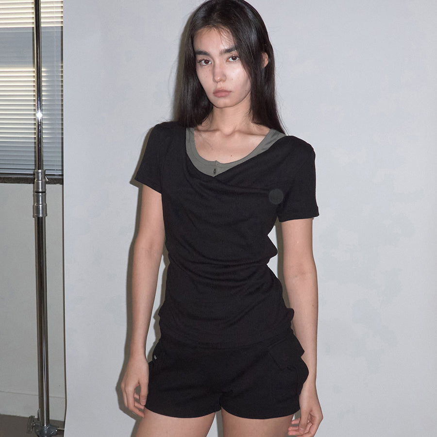 RENSE Drape String Tee Black