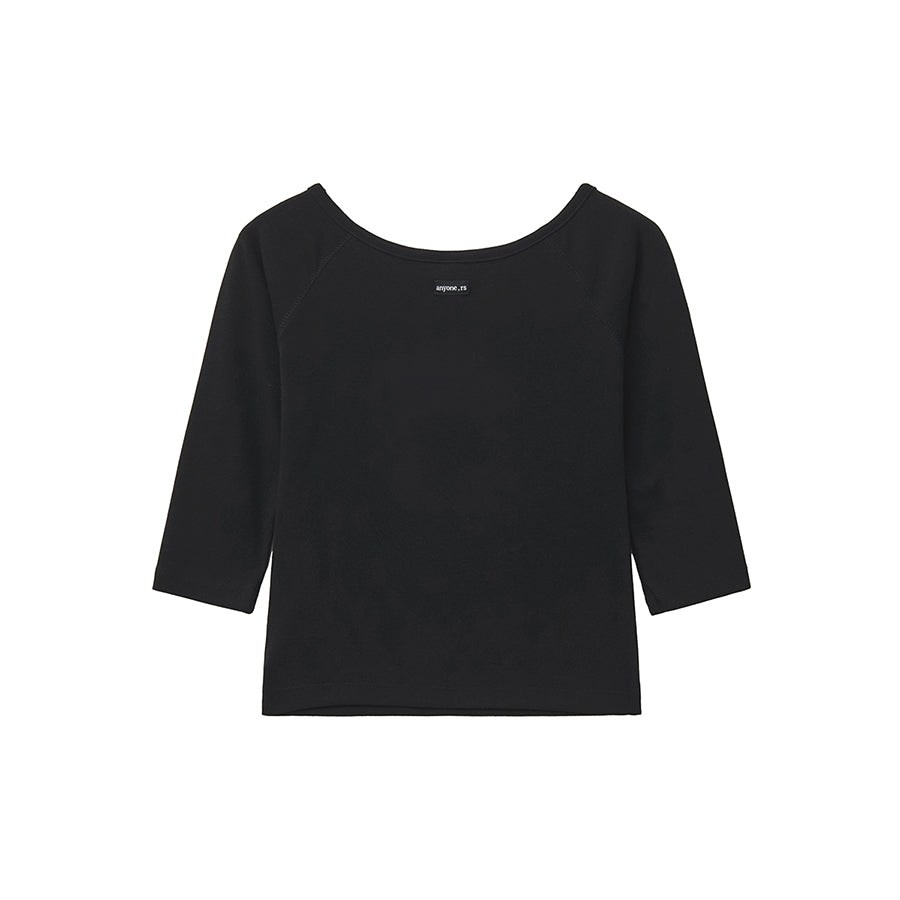 RENSE Button Henley Neck Tee Black
