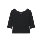 RENSE Button Henley Neck Tee Black